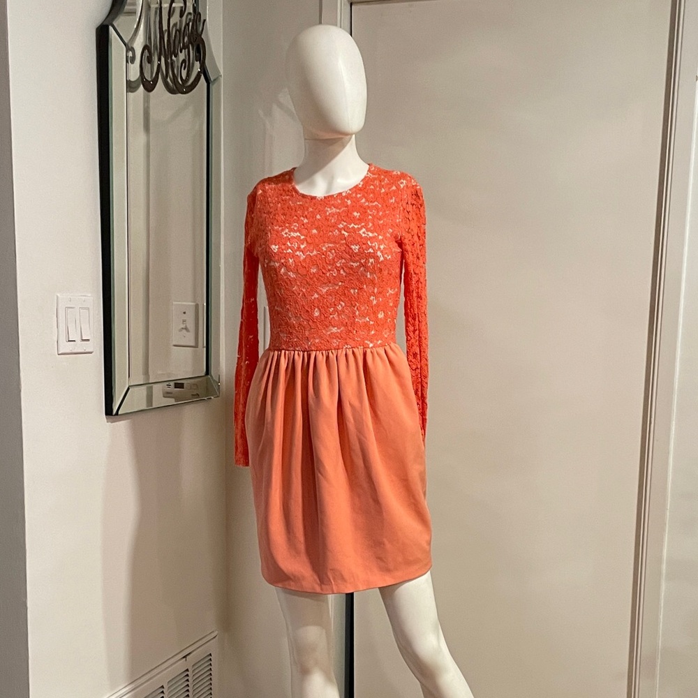 MSGM Orange Lace Long Sleeve Dress Sz4